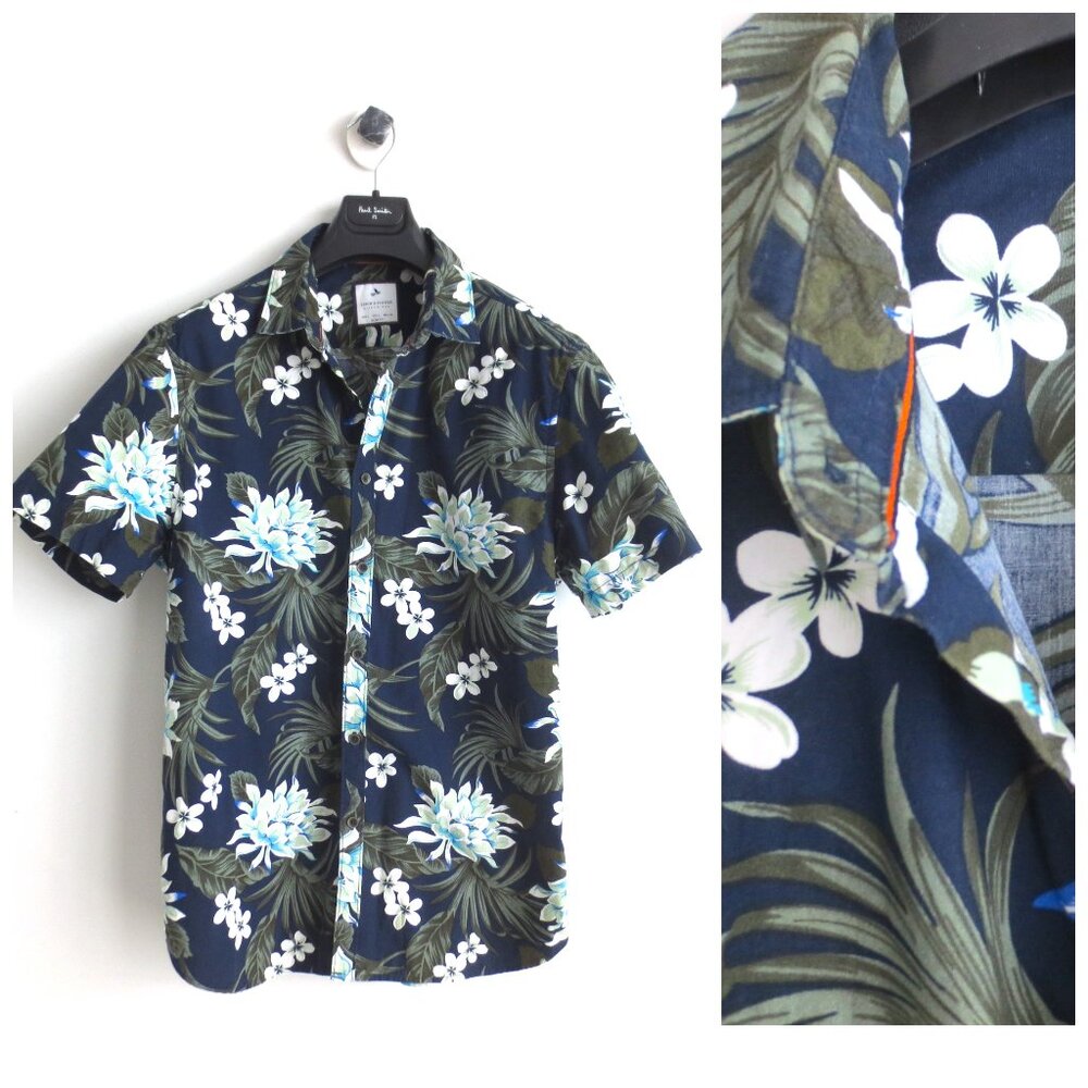 DENIM & FLOWER HAWAIIAN FLORAL PRINT COTTON SHIRT Sz-L